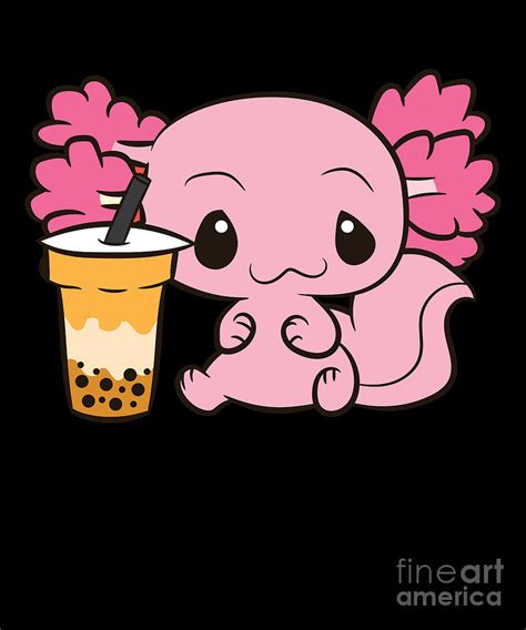 Kawaii Anime Axolotl Drinking Boba Bubble Tea Cute Japanese Off