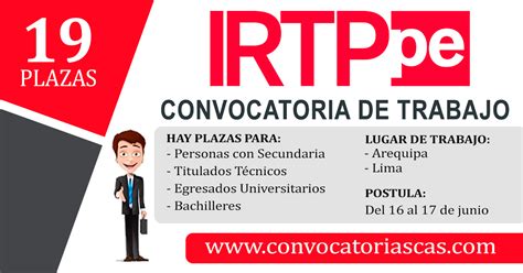 Convocatoria Irtp Cas Plazas Administraci N Aire Acondicionado