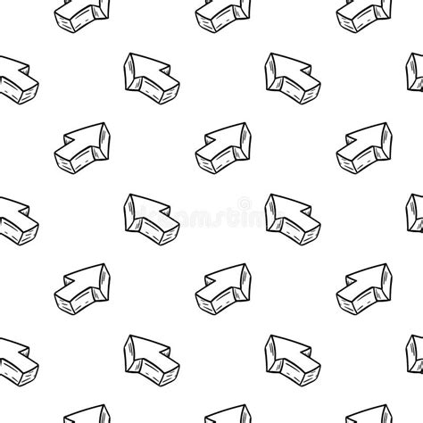 Seamless Pattern Handdrawn Arrow Doodle Icon Hand Drawn Black Sketch