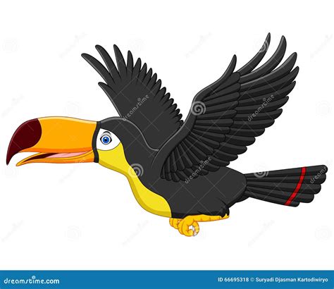 Cute Cartoon Toucan Bird Flying Stock Vector - Illustration of brain ...