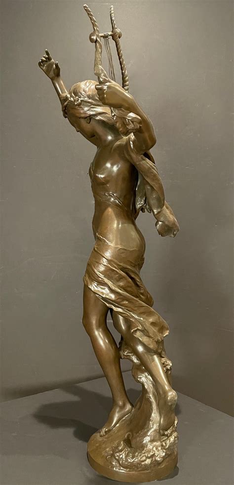 Patinated Bronze Figure Of Danseuse A La Lyre By Mathurin Moreau For