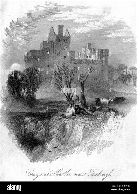 Craigmillar Castle Engraving By William Miller After Turner Stock Photo