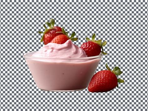 Premium PSD Strawberry Yoghurt Bowl For Advertising Isolated On