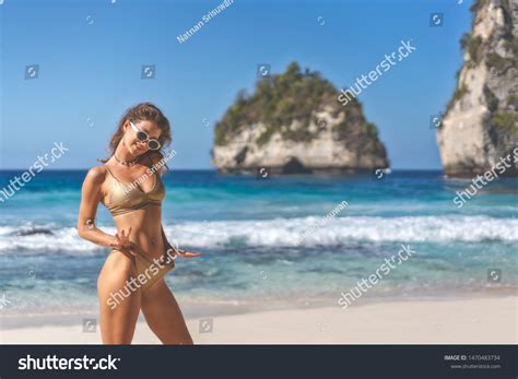 Sexy Woman Bikini Wearing Sunglasses Playful Stock Photo Shutterstock