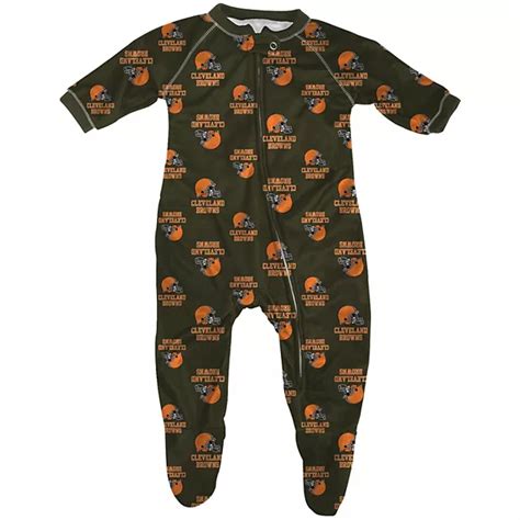 Infant Brown Cleveland Browns Raglan Full Zip Sleeper
