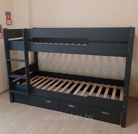 Двухъярусная кровать "Амелия" с ящиками (90х200 см) Массив сосны ...