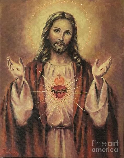 Sacred Heart Of Jesus Painting by Rebecca Mike