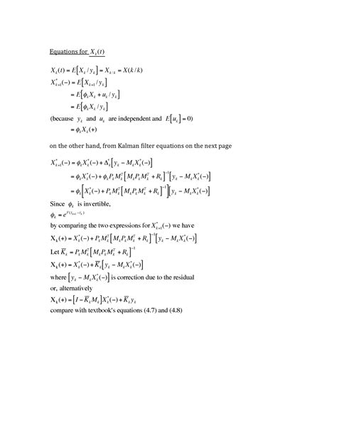 Lecture Notes Lecture 3 Equations For X K T X K T E X K Y K X K K X K E Y X K K E K X K