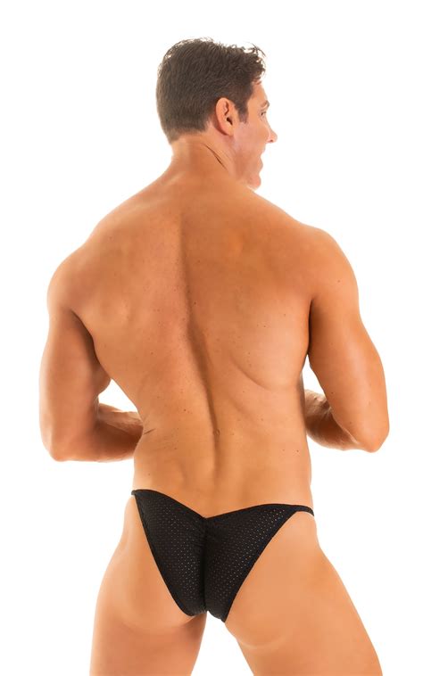 Mens Micro Pouch Scrunchie Back Swimsuit In Semi Sheer Black Peep Show