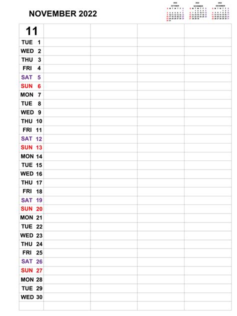 November 2022 Calendar Template Design For Business Monthly Planner