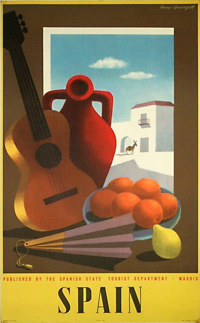 Original Authentic Vintage Poster Title Spain Designed By Guy