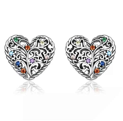 Levensboom Oorbellen Hart Studs Sterling Zilver