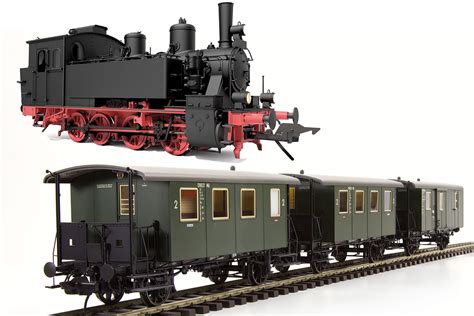 MEG Modellbahn Zug Set BR98 8 Mit Zylinderdampf Und 3 Lokalbahnwagen