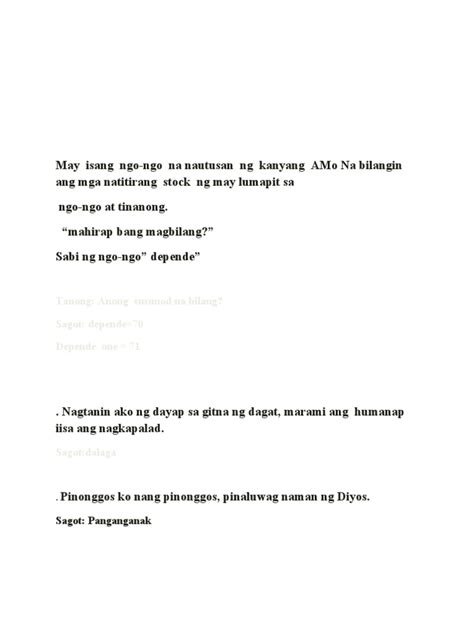 Proyekto Sa Filipino Palaisipan Pdf