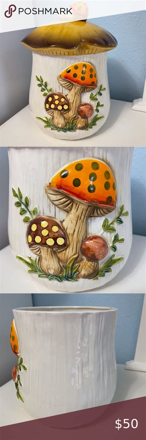 Mushroom Vintage Cookie Jar Canister Sears 1977 Large Cookie Jars