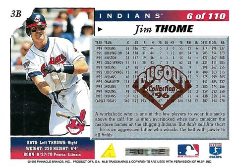 1996 Score Dugout Collection Jim Thome Indians EBay