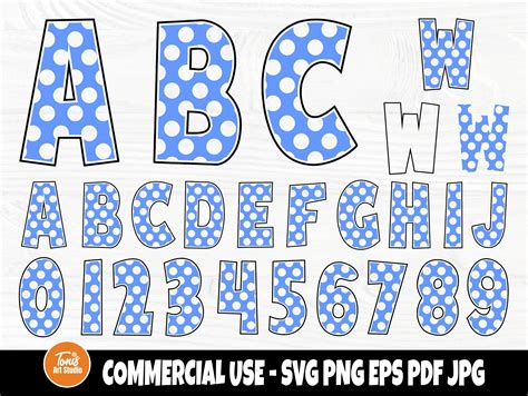 Polka Dot Svg Cut Files Alphabet Svg Monogram Font Svg Blue Etsy