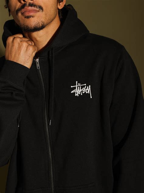 Stussy Graffiti Zip Through Hoodie Black Glue Store