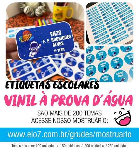 Etiqueta Escolar Astronauta 150 Unidades Elo7