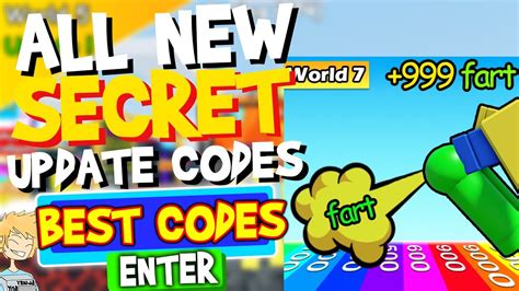 All Secret Update Codes In Fart Race 2023 Youtube