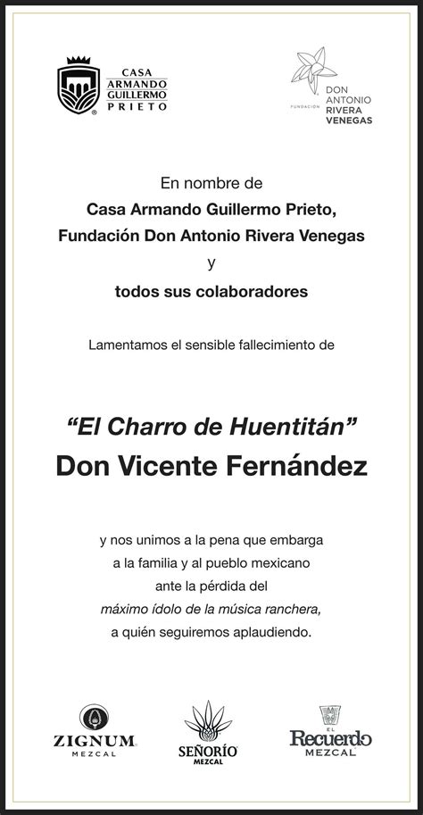 Se Or Vicente Fern Ndez G Mez Obituario Esquela