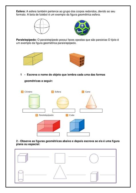 Atividades Escolares Matem Tica S Lidos Geom Tricos Atividade De