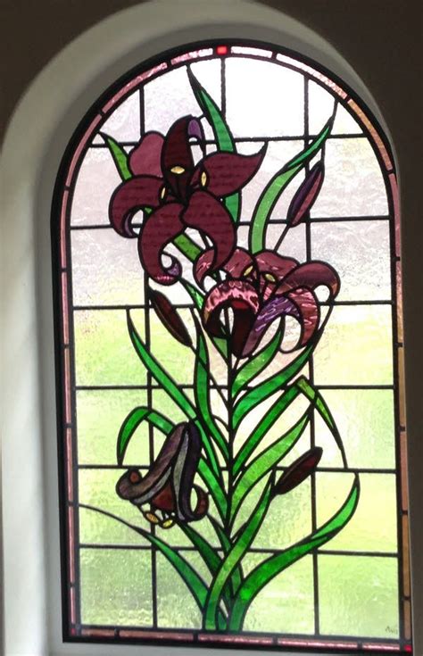 Lily Leaded Light Panel Stained Glass Flowers Stained Glass Panels Stained Glass