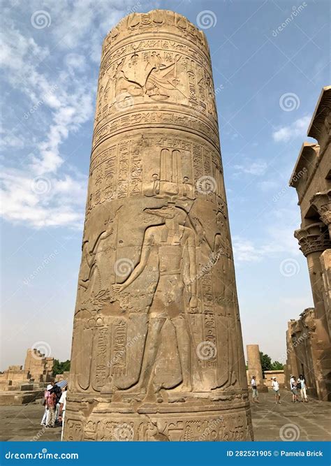 Pillar In Egypt Shows Image Of Egyptian Crocodile God Sobek Editorial