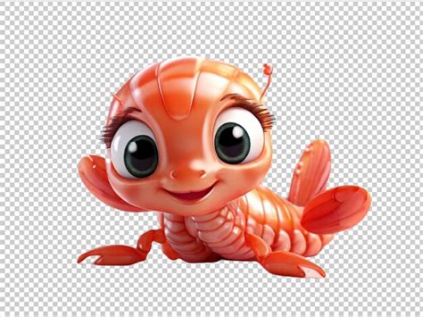 Premium Psd Psd Of A D Cute Shrimps On Transparent Background