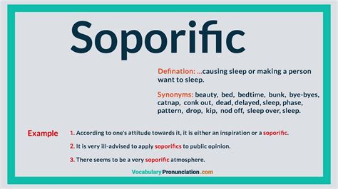 How To Pronounce Soporific L Definition Meaning Example And Synonyms Of Soporific By Vp Youtube