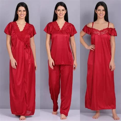 Solid Satin Red Ladies Nighty Half Sleeve At Rs 300 Set In New Delhi Id 2852528071833