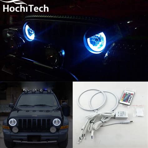 For Jeep Liberty Kj Rgb Led Headlight Halo Angel Eyes Kit Car Styling