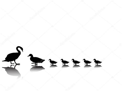 Swan with duck family — Stock Vector © KlausKaulitzki #3098706