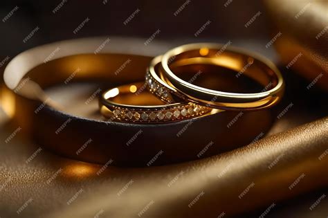 Premium AI Image | Gold wedding rings with diamonds on a gold background