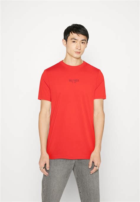 Tommy Hilfiger Essential Logo Tee T Shirt Basique Fireworks Rouge Zalando Fr