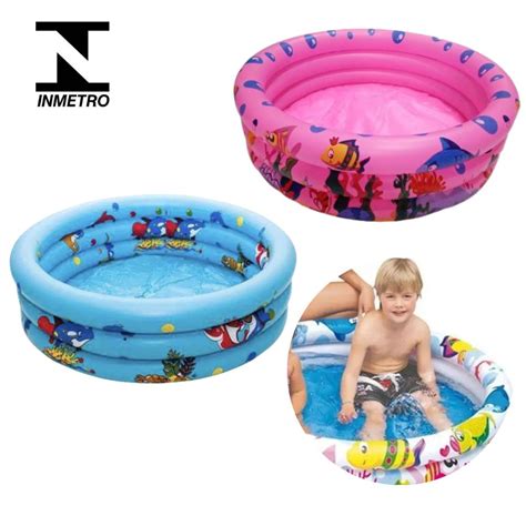 Piscina 60 Cm Infantil Inflável 3 aneis Redonda Criança Rosa Azul Bebe