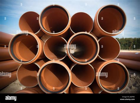 Stack Of Pvc Pipes On A Construction Site Stock Photo Alamy