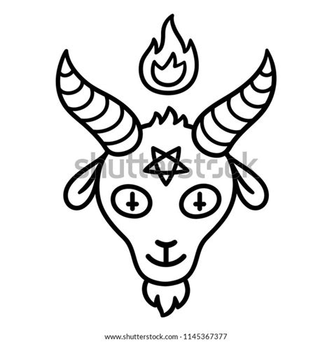 Cartoon Style Satan Drawing Goat Head Stock Vector (Royalty Free ...