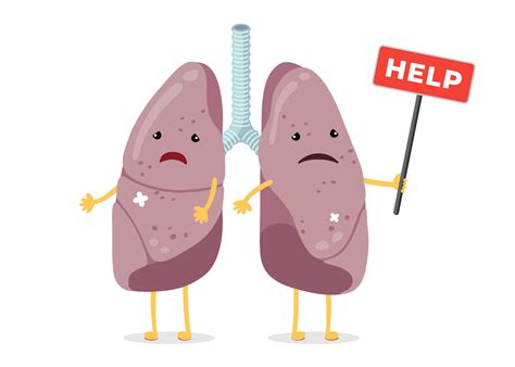 Sad Sick Lungs Cartoon Character Vector Illustration Cartoondealer