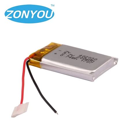 Rechargeable Lipo Li Polymer 37v 402030 200mah 074wh Li Ion Li Polymer Lithium Batteries