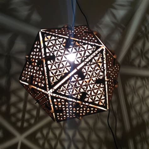 Icosahedron Flower Of Life Hanging Pendant Shadow Lamp Geometric Lighting Wood Lamp In 2020