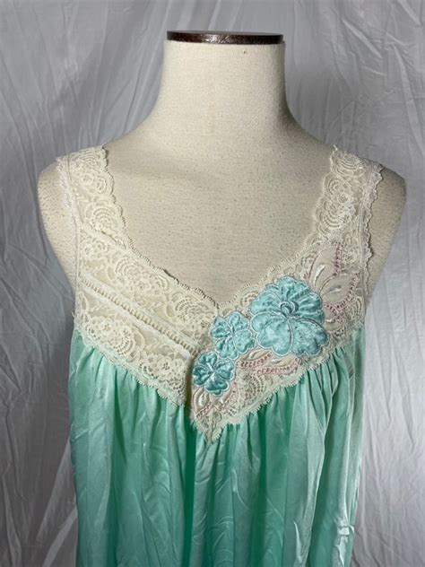 Vintage Lingerie Shadowline Minty Blue Green Nylon Sl Gem