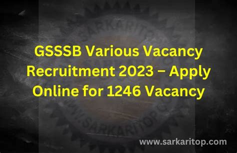 Gsssb Various Vacancy Recruitment Apply Online For