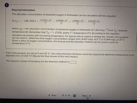 Solved Required Information The Saturation Concentration Of Chegg