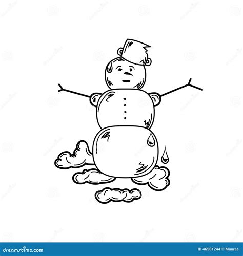 Melting Snowman Stock Vector Illustration Of Happiness 46581244