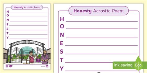Honesty Acrostic Poem Professor Feito Twinkl