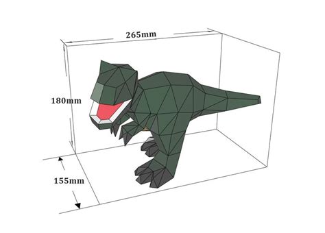 Cute T Rex Paper Model D Papercraft Tempalte Pdf Etsy