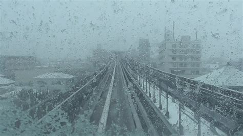 Nippori Toneri Iiner Railway In Snow Tokyo