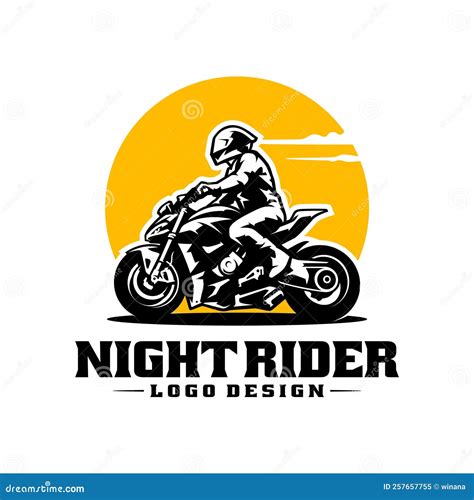 Biker Riding Motorcycle Logo Vector Stock Vector Illustration Of