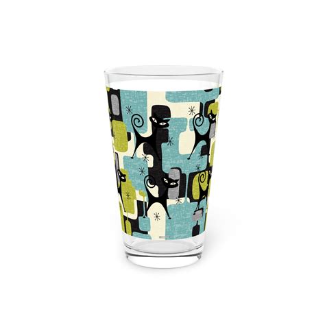 Atomic Cat Glassware Mcm Cat Drinking Glasses Black Cat Mid Century